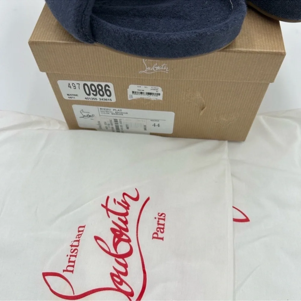 Men’s Christian Louboutin BIZZU cross strap Terry cloth slide size 44 made Italy